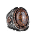 Natural Bronzie Stone Ring, 925 Sterling Silver Men's Ring, Ottoman Tughra Ring