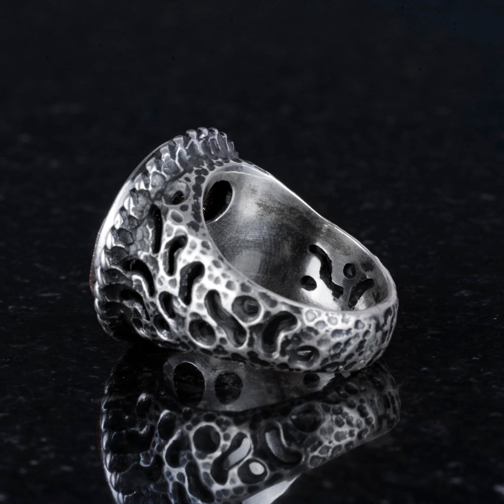 925 Sterling Silver Ring, Men's Ring, Synthetic Gold Star Stone Silver Ring — 6