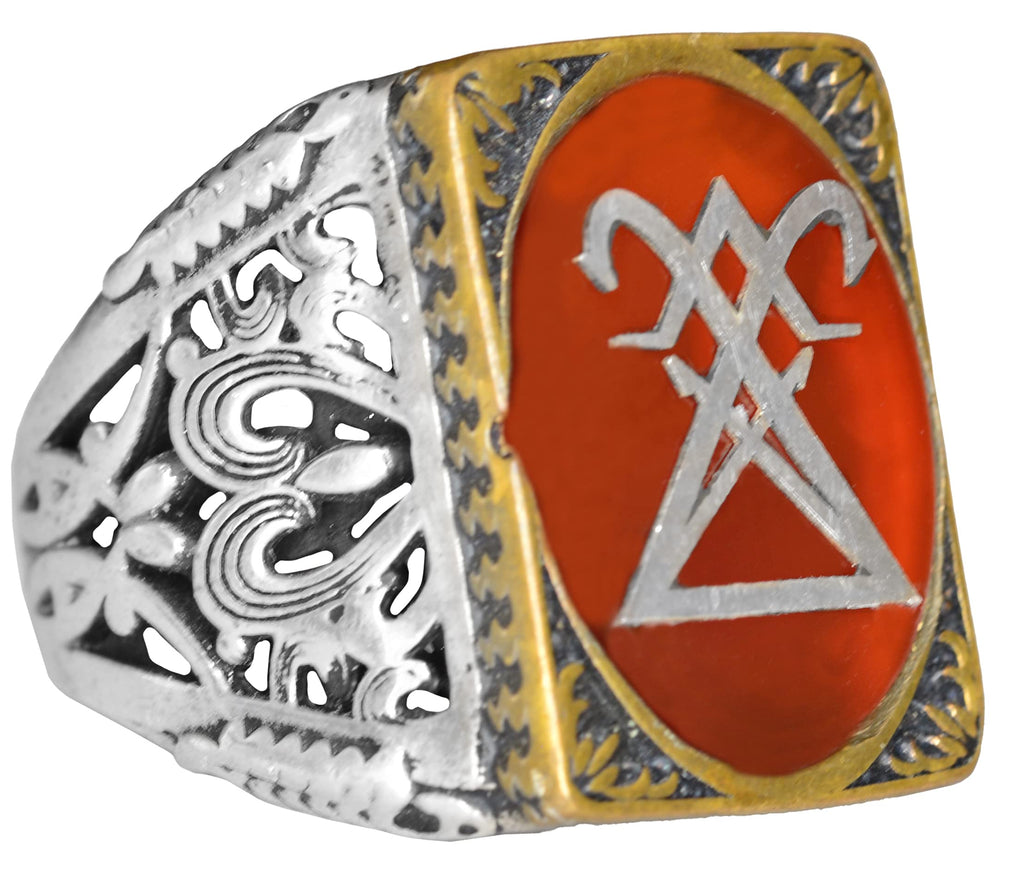 KAMBO Men's Silver Gothic Ring - Lucifer Seal Design (Model-2)