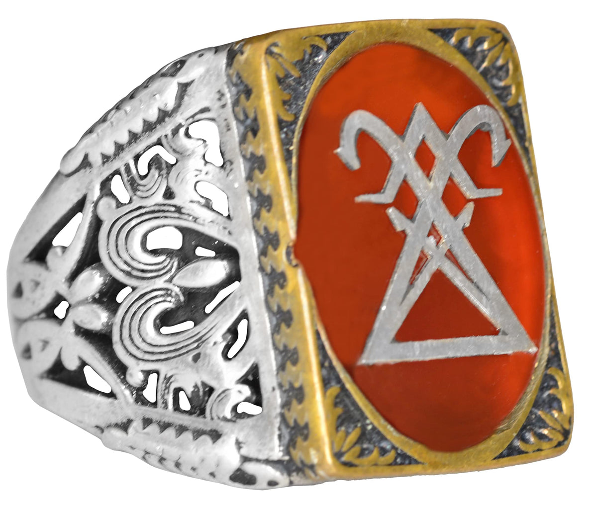 KAMBO Men's Silver Gothic Ring - Lucifer Seal Design (Model-2)