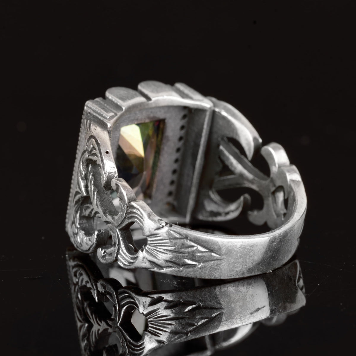 KAMBO Handcrafted Ring, Mystic Topaz Stone Ring, 925 Sterling Silver — 6