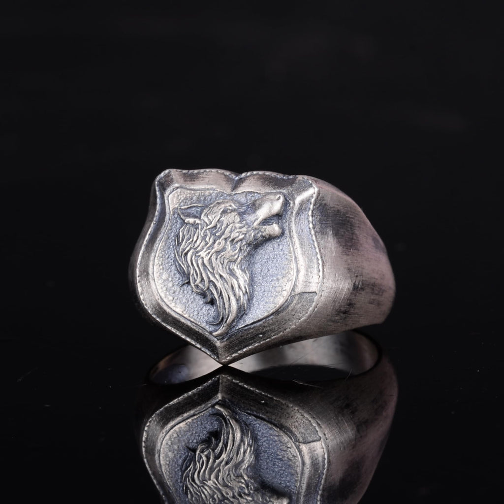 KAMBO 925 Sterling Silver Wolf Head Ring – Handmade Men's Animal Symbol Ring – Bold Gothic Statement Jewelry – Protection and Strength Design (Silver) — 5