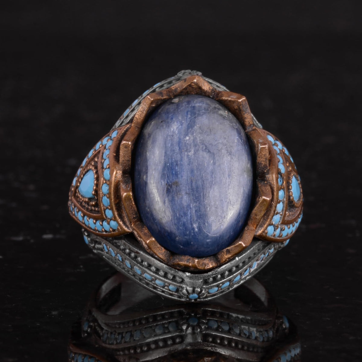 Natural Stone Ring - Handcrafted 925 Sterling Silver Ring (Kyanite) — 4