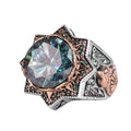 KAMBO Natural Moissanite Stone Ring 925 Sterling Silver Men's Ring Large Star Design Handmade Ottoman Style Statement Jewelry