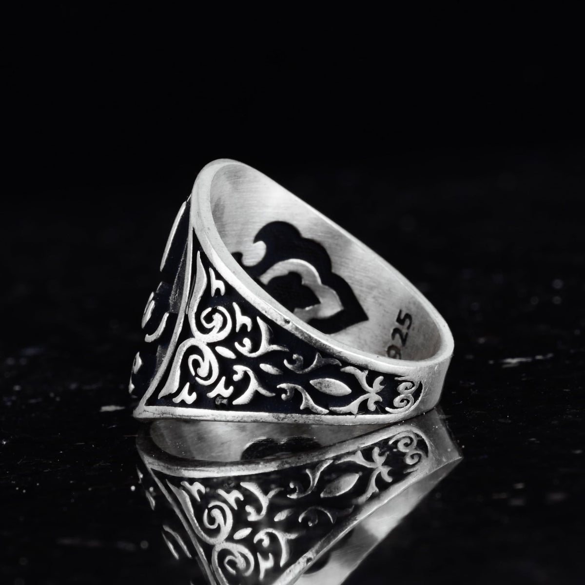 KAMBO Silver Islamic Ring, Shahada Engraved Men's Ring, 925 Silver Muslim Jewelry — 6
