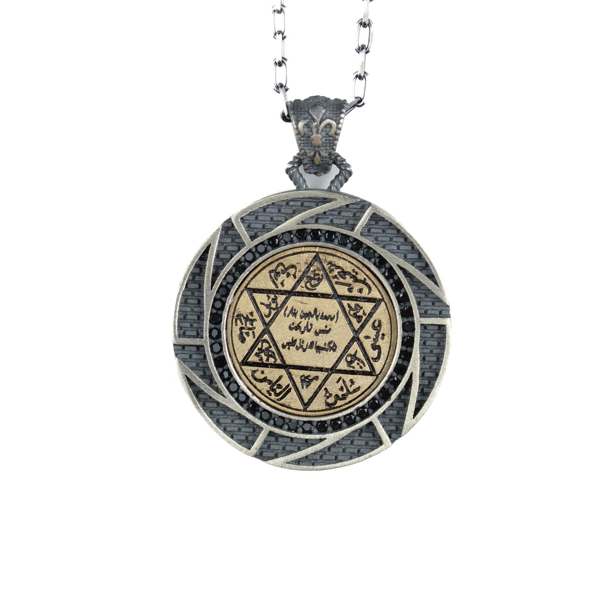 925 Sterling Silver Men's Necklace - Animal Themed, Gothic Design (Star of David)