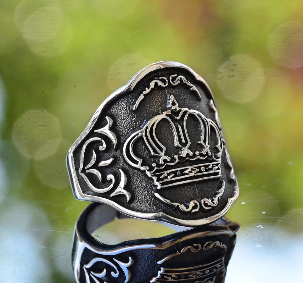 Men's Adjustable 925 Sterling Silver Crown Ring - Royal Ring — 3