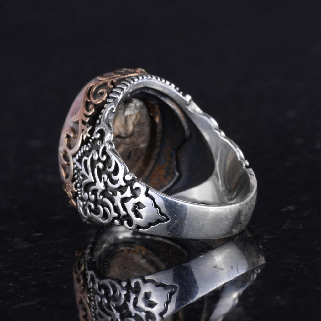 Natural Stone Handmade Ring - 925 Sterling Silver Ring (Rhodonite) — 7