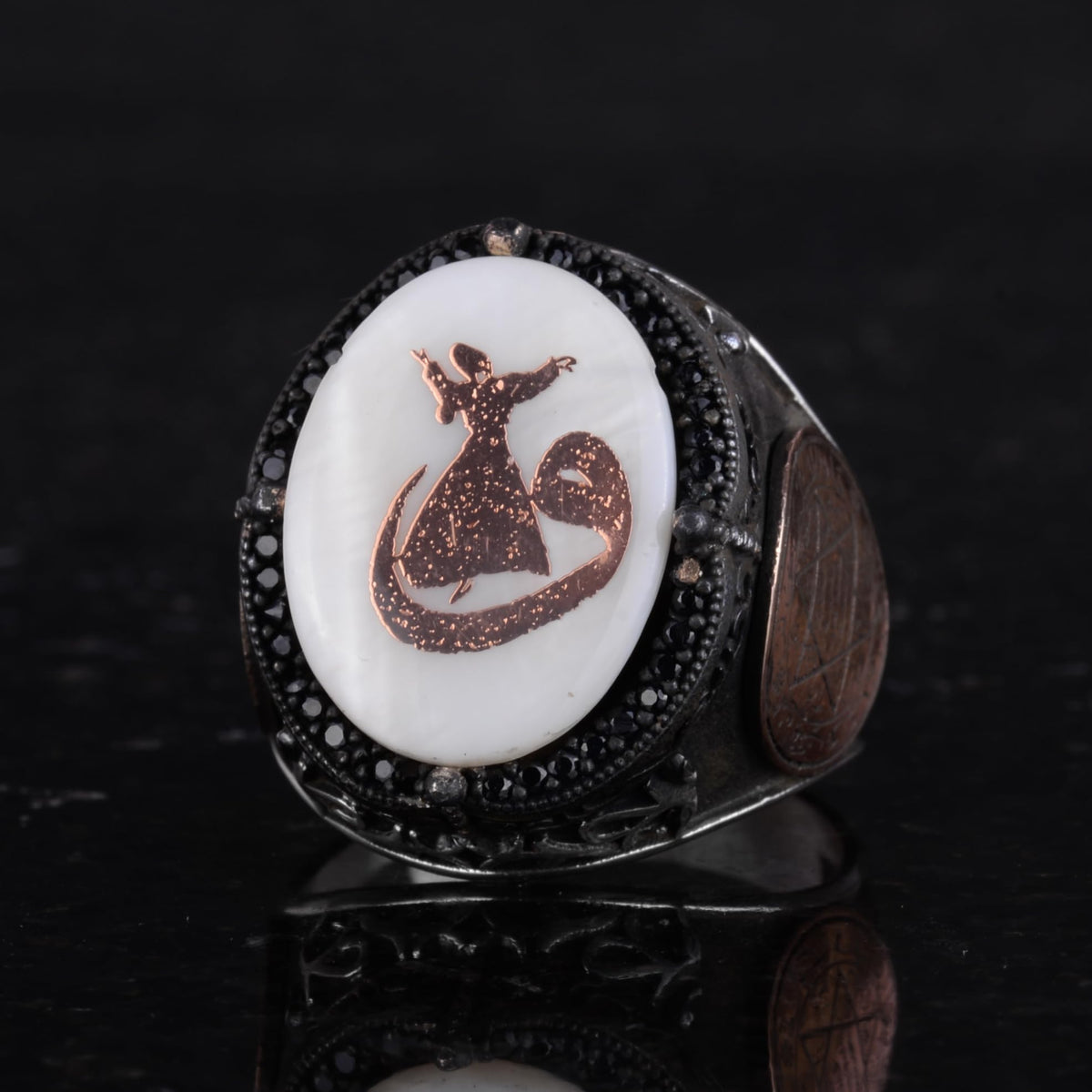 Patterned Handmade Ring - 925 Sterling Silver Men's Ring — 6