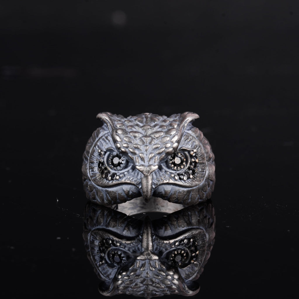KAMBO 925 Sterling Silver Owl Head Ring – Symbol of Wisdom and Protection – Handmade Gothic Unisex Animal Jewelry (Silver) — 4