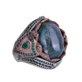 925 Sterling Silver Men's Ring, Natural Sumac Agate Stone