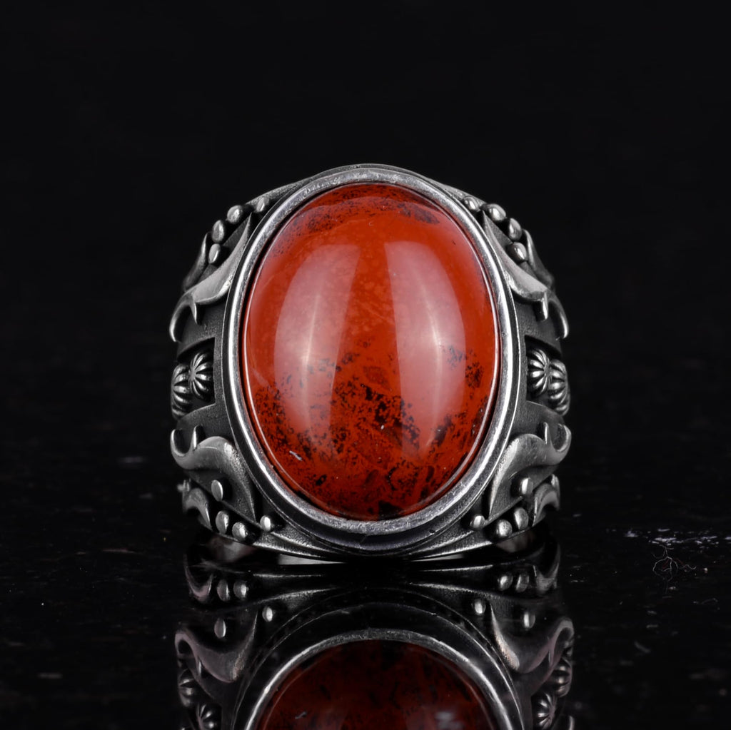 Natural Red Bloodstone Ring - 925 Sterling Silver (Model-3) — 4