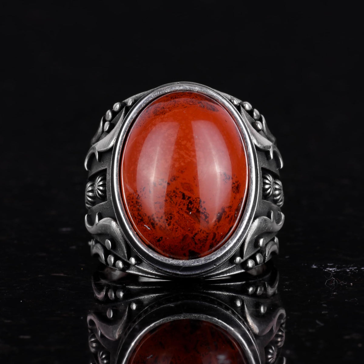 Natural Red Bloodstone Ring - 925 Sterling Silver (Model-3) — 4