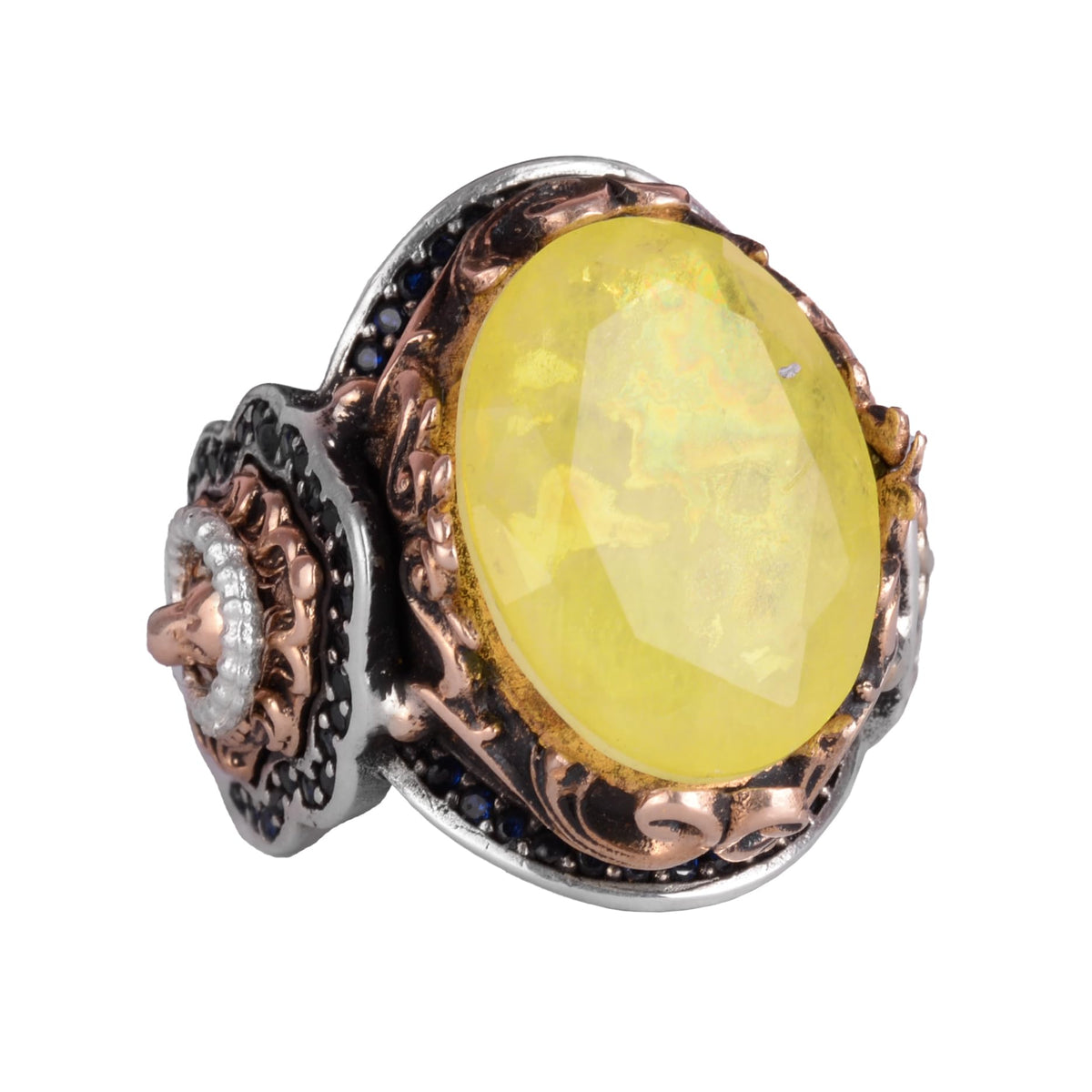 Leo Zodiac Ring, Yellow Paraiba Stone Ring, 925 Sterling Silver Ring, Animal Figure Silver Ring