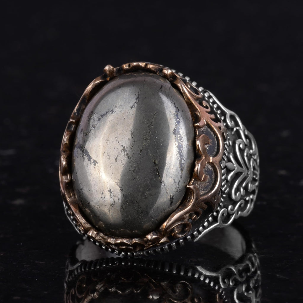 Natural Stone Handmade Ring - 925 Sterling Silver Ring (Pyrite) — 6
