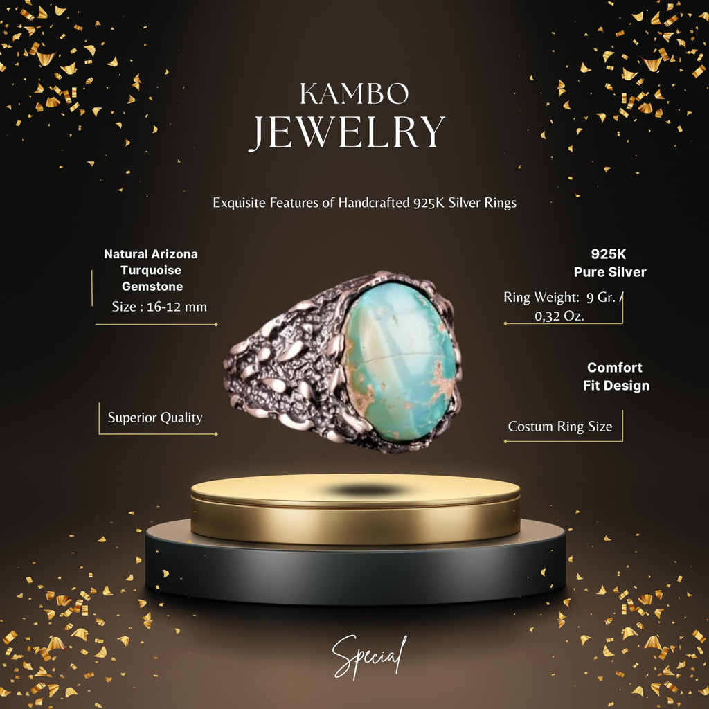 Natural Arizona Turquoise Stone Ring (Model-22) — 2