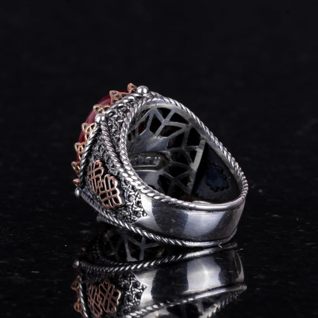 Handcrafted Natural Cabochon Emerald Ring - 925 Sterling Silver Men's Ring — 4