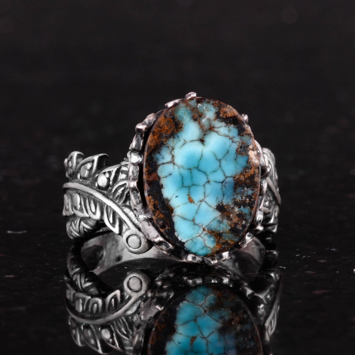 Natural Arizona Turquoise Stone Ring, 925 Sterling Silver Ring, Minimalist Handmade Ring (Model-2) — 5