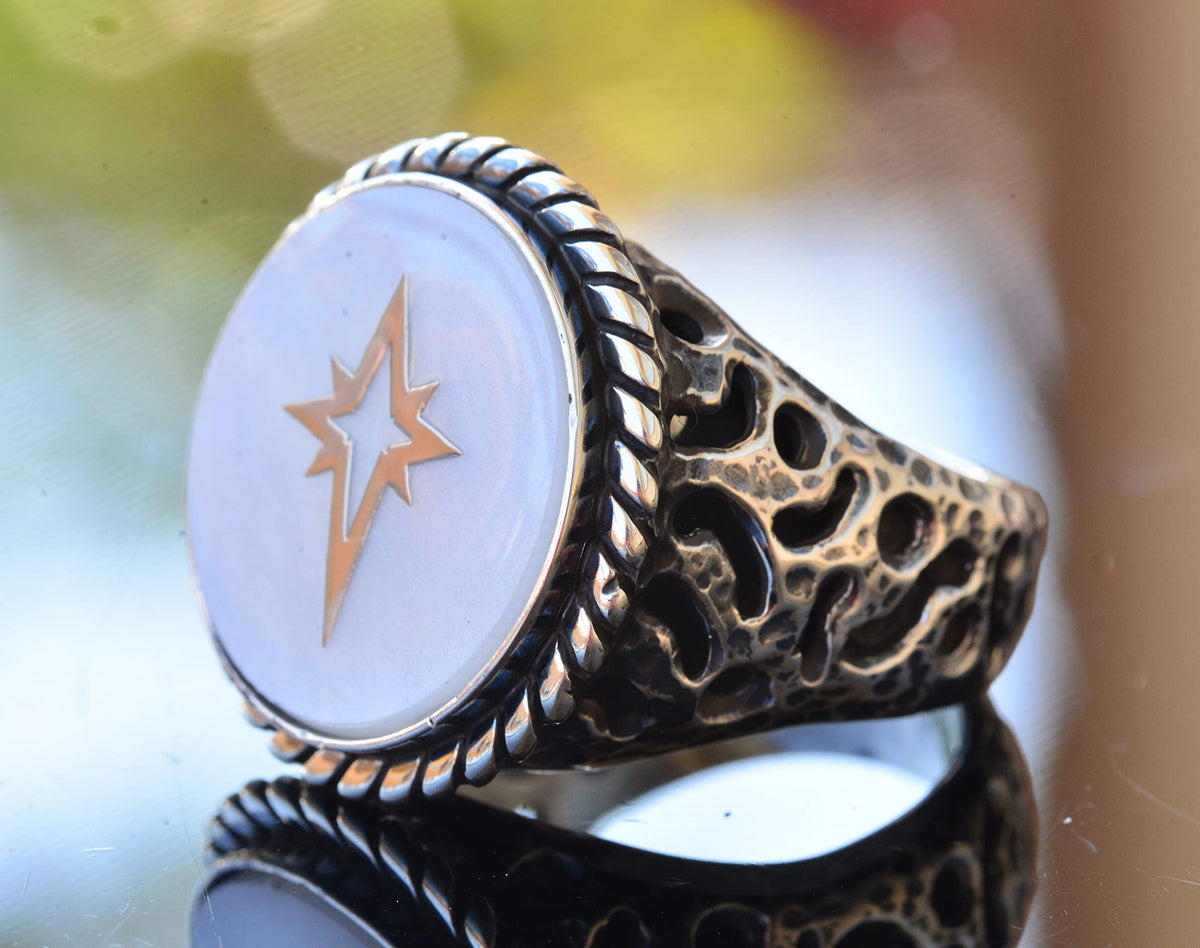 925 Sterling Silver Ring - Signature Men's Ring - Symbols Ring (North Star) — 4