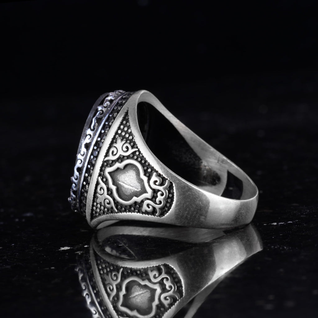 Silver Men's Ring - Islamic Calligraphy Design - Symbol of Faith and Spirituality - Handmade Religious Jewelry — 5