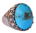 KAMBO Natural Arizona Turquoise Gemstone Minimalist Men's Ring - Silver