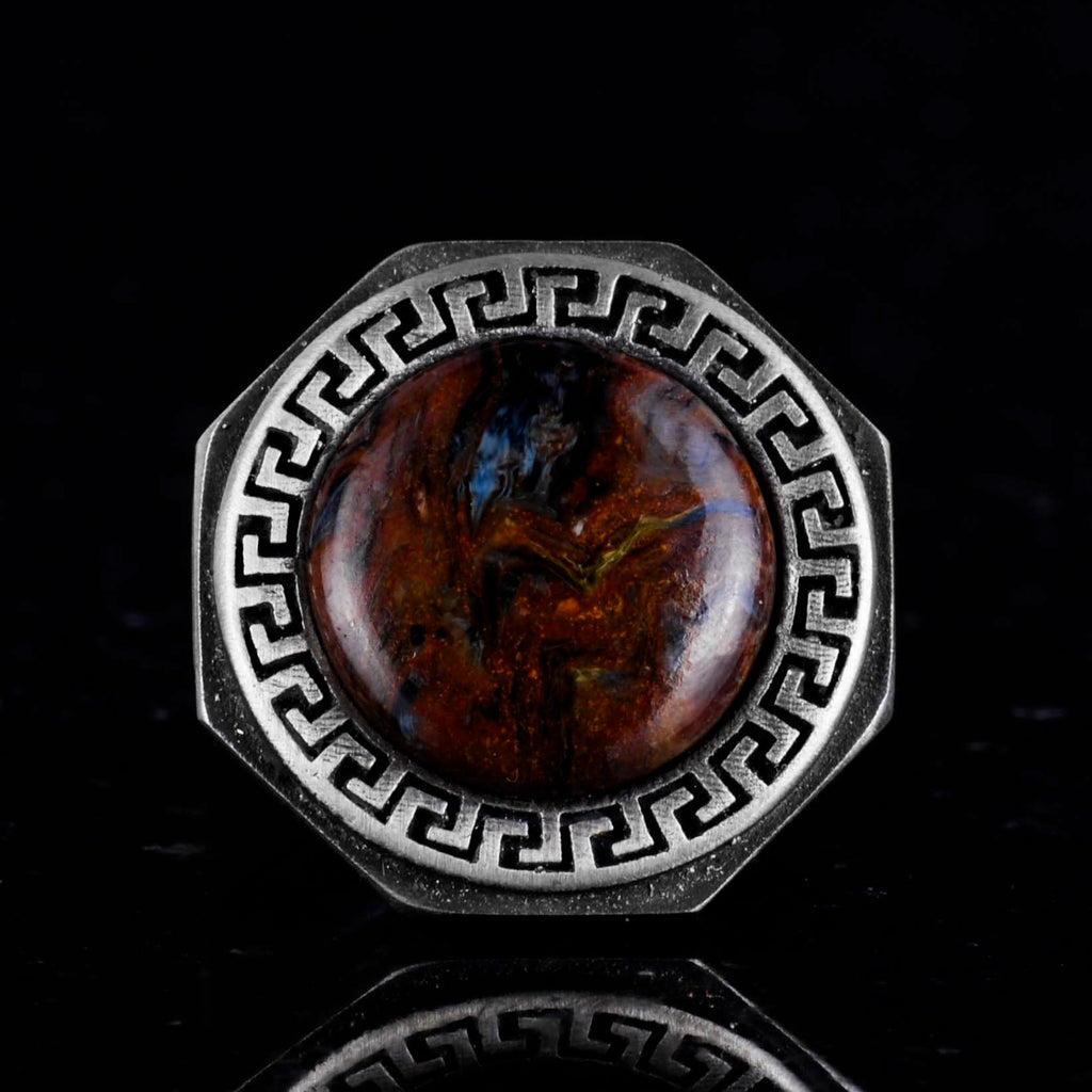 Natural Pietersite Stone Ring - 925 Sterling Silver Handmade Men's Ring — 4
