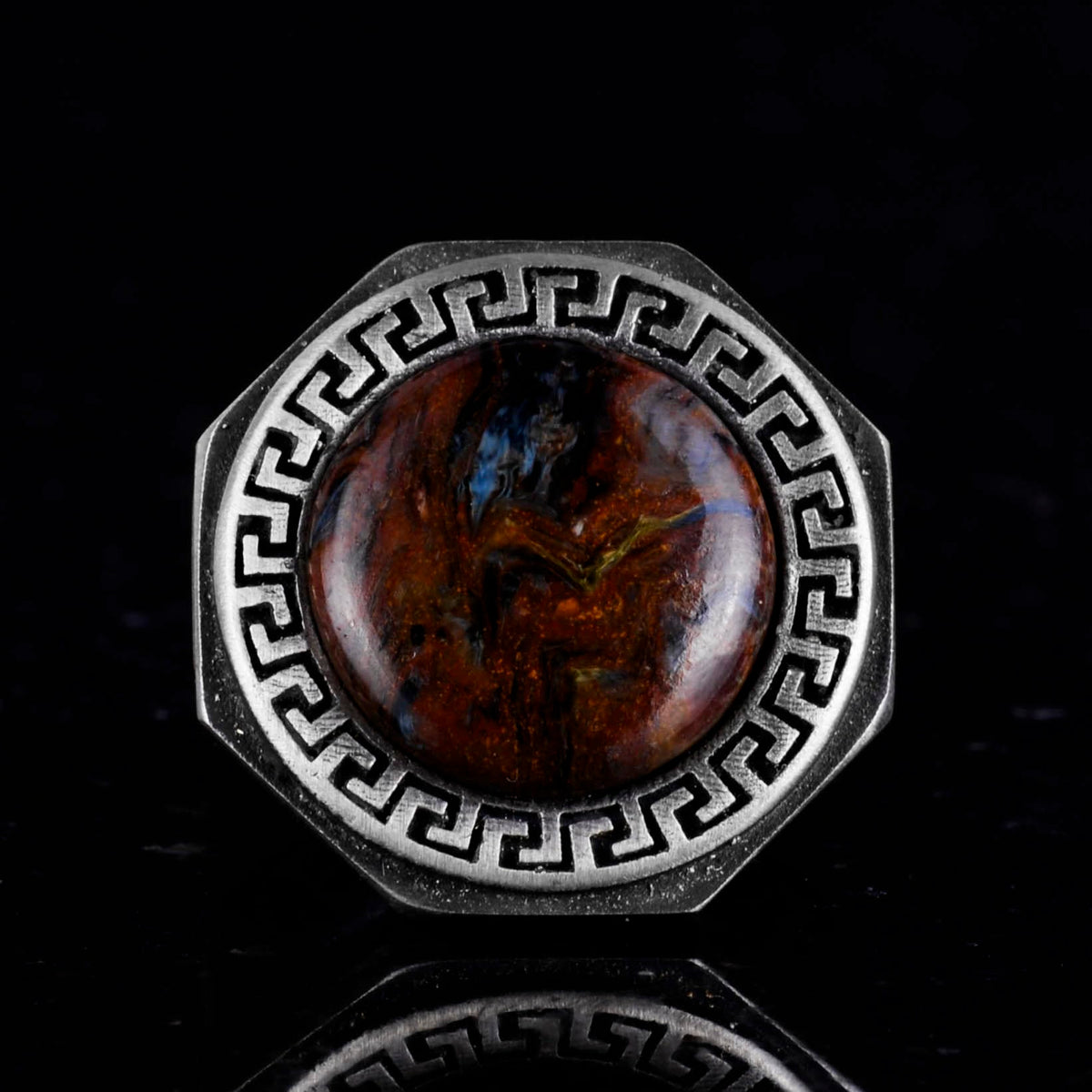 Natural Pietersite Stone Ring - 925 Sterling Silver Handmade Men's Ring — 4