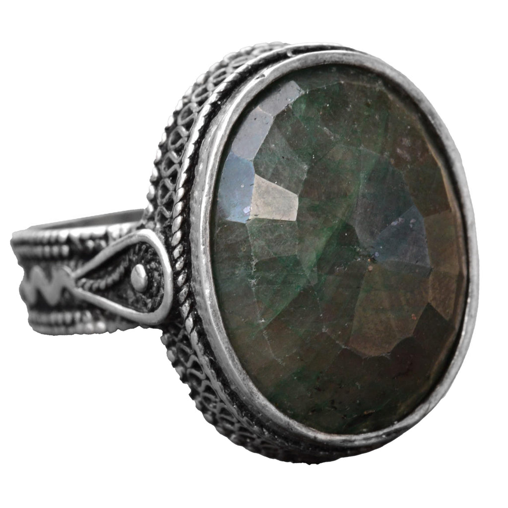 925 Sterling Silver Unisex Ring - Real Green Jade Natural Stone