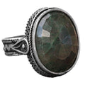 925 Sterling Silver Unisex Ring - Real Green Jade Natural Stone