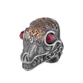 KAMBO 925 Sterling Silver Gold Plated Natural Stone Men's Dragon Ring – Large Statement Ring (Ruby)