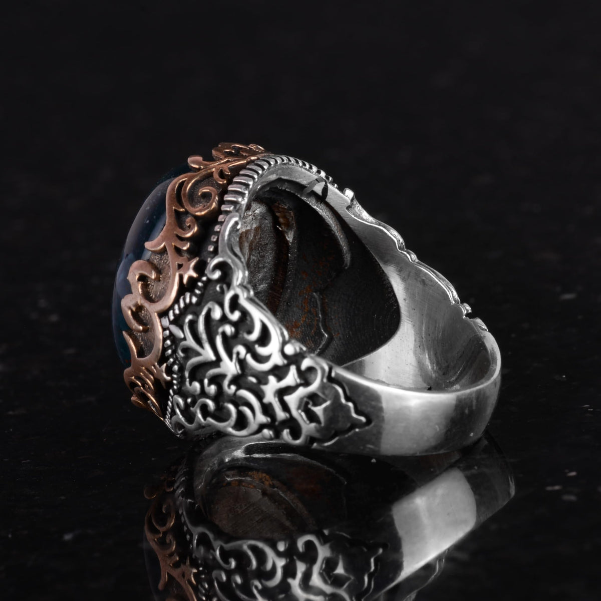 Natural Green Bloodstone Handmade Ring - 925 Sterling Silver — 7