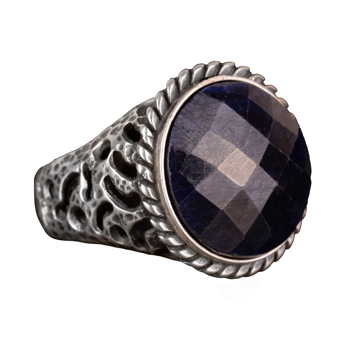 Natural Sapphire Stone Men's Ring, Vintage Ring, 925 Sterling Silver