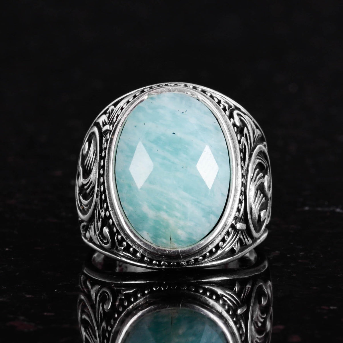 Stylish Handmade Natural Amazonite Stone Ring - 925 Sterling Silver — 4
