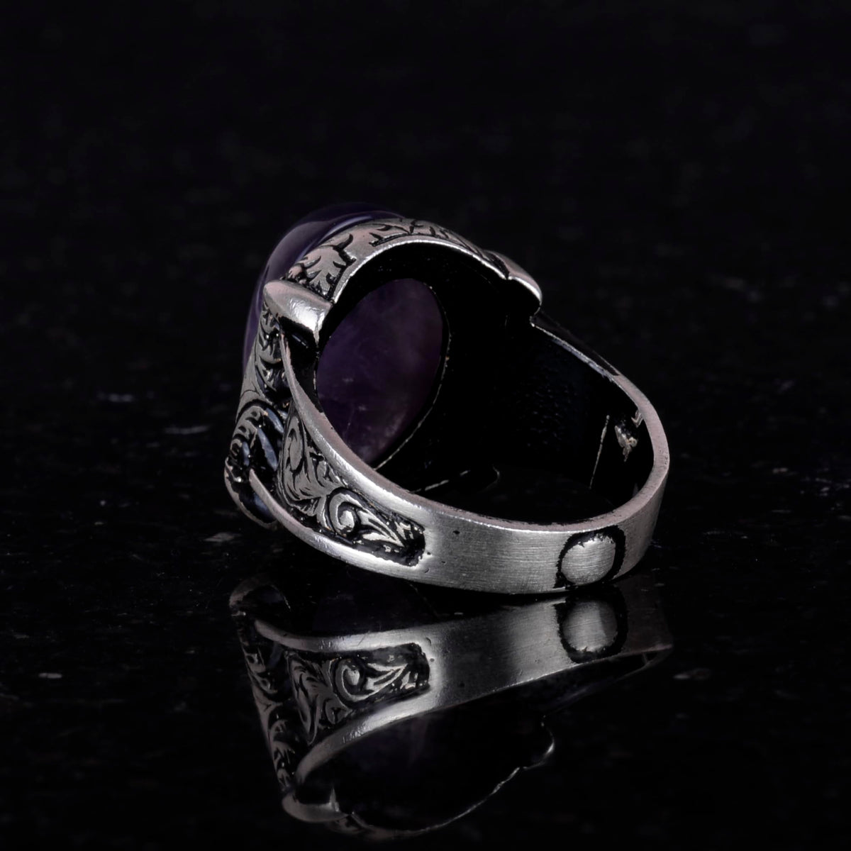 KAMBO Genuine Natural Amethyst Stone Ring - 925 Sterling Silver Ring - Handmade Unique Ring — 4