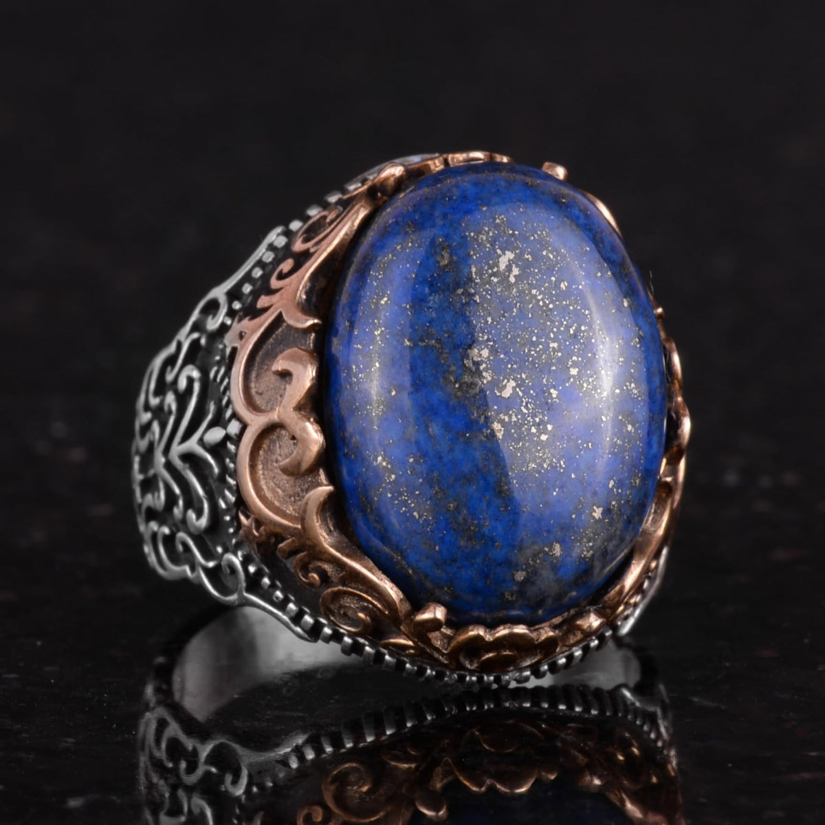 Natural Lapis Lazuli Stone Handmade Ring - 925 Sterling Silver — 5
