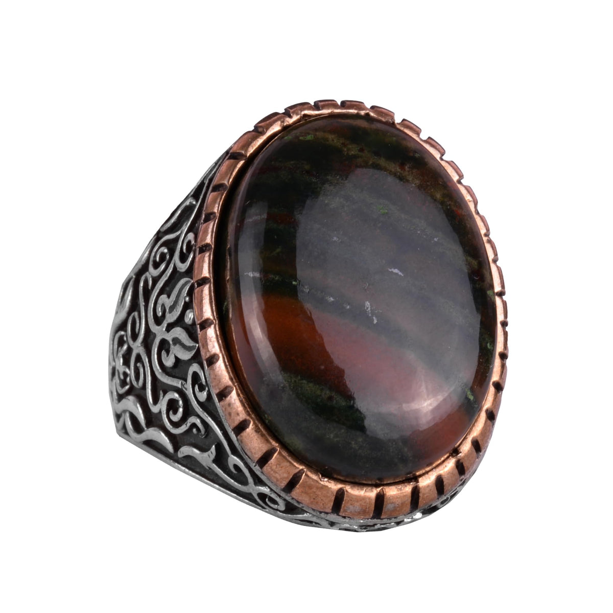 Natural Green Blood Stone Men's Ring