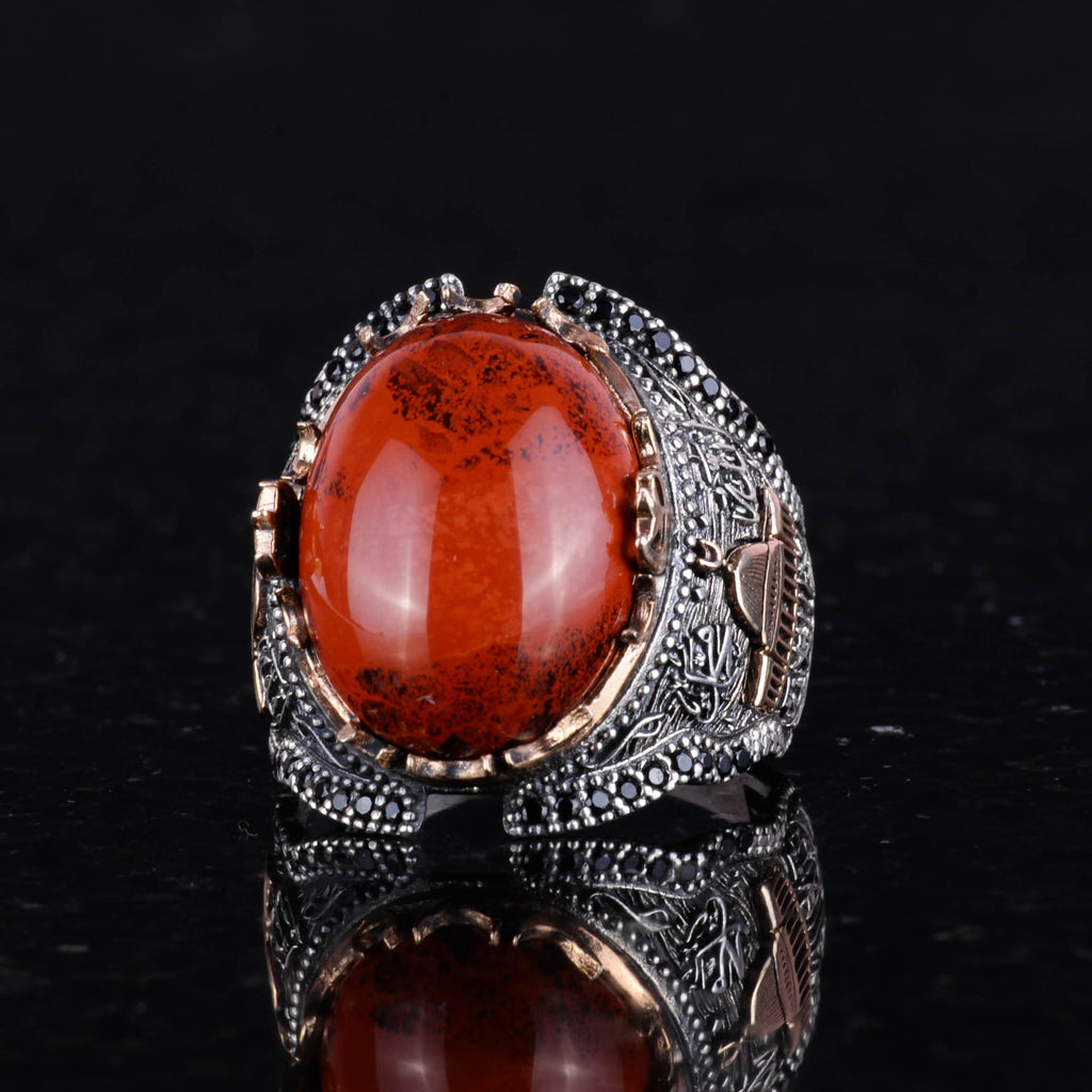 Natural Red Bloodstone Silver Ring — 3