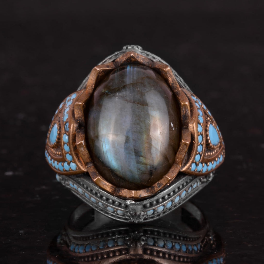 Natural Stone Ring - Handcrafted 925 Sterling Silver (Labradorite) — 3