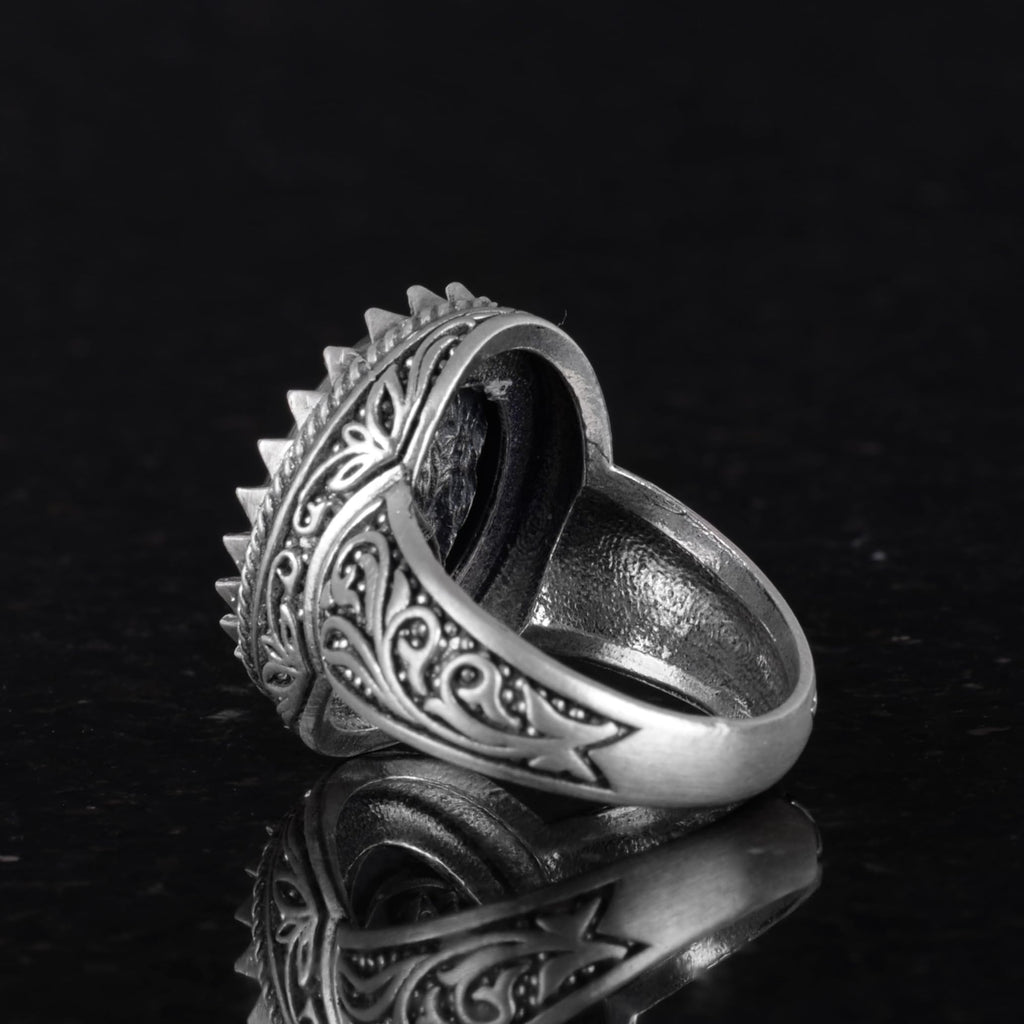 Handmade Pyrite Natural Stone Ring - 925 Sterling Silver Men's Ring — 5