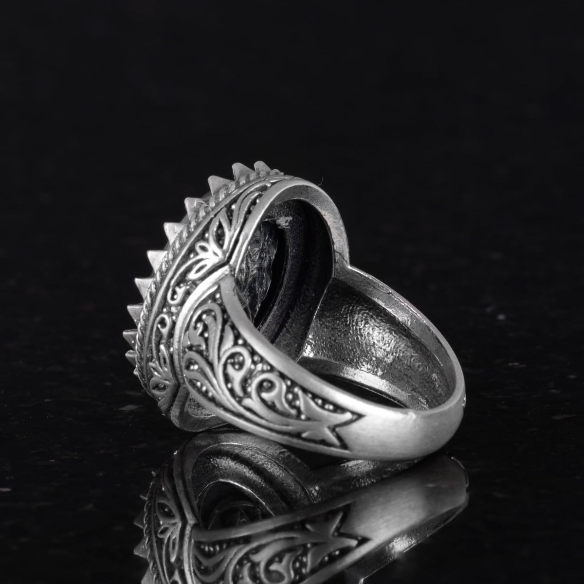 Handmade Pyrite Natural Stone Ring - 925 Sterling Silver Men's Ring — 5