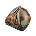 925 Sterling Silver Ring, Natural Arizona Turquoise Stone Ring (Model-3)