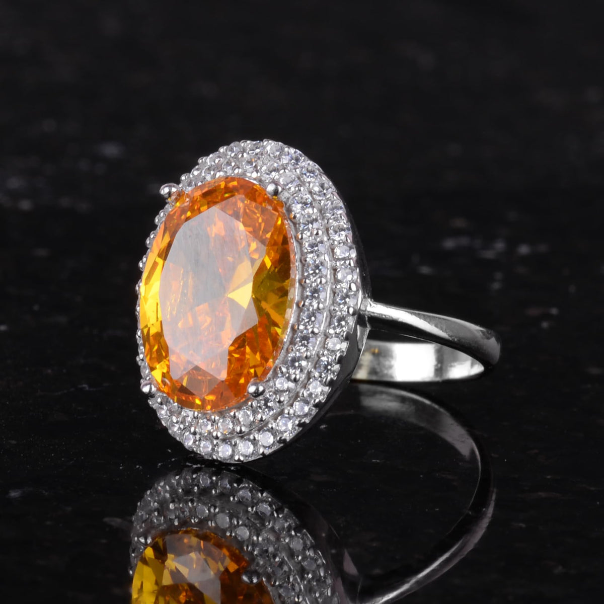 Kambo 925 Sterling Silver Women's Ring – Handmade Ring with Synthetic Stone, Elegant Oval Cut (Synthetic Citrine) — 4