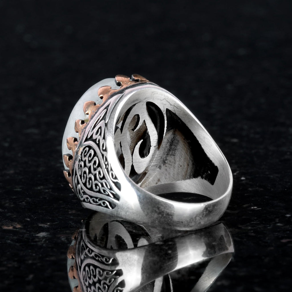 925 Sterling Silver Men's Ring - Handcrafted Elegance with Natural Moonstone — 4