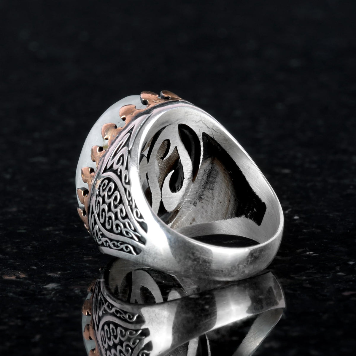 925 Sterling Silver Men's Ring - Handcrafted Elegance with Natural Moonstone — 4
