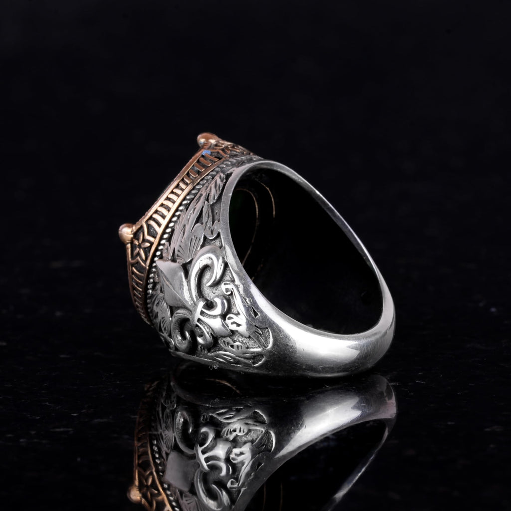 925K Silver Handmade Men's Ring - Available with Various Natural Stones (Lapis Lazuli) — 6