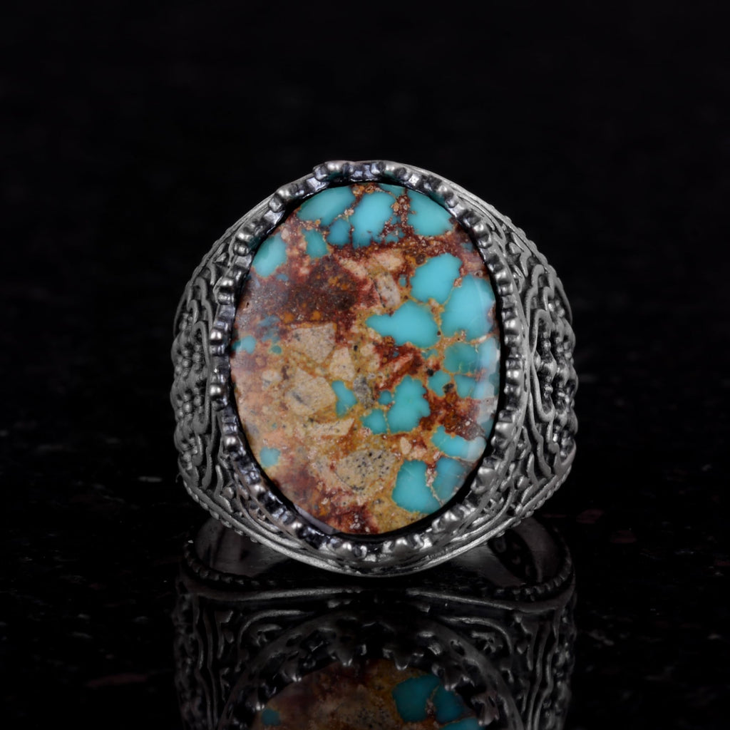 Sultan Ring - Natural Turquoise Stone 925 Sterling Silver Ring — 2
