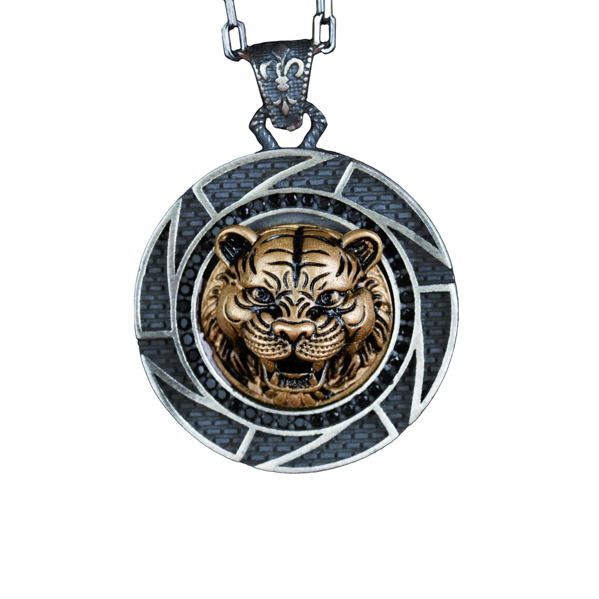KAMBO Men's 925 Sterling Silver Necklace - Animal Themed, Gothic Themed Jewelry (Tiger)