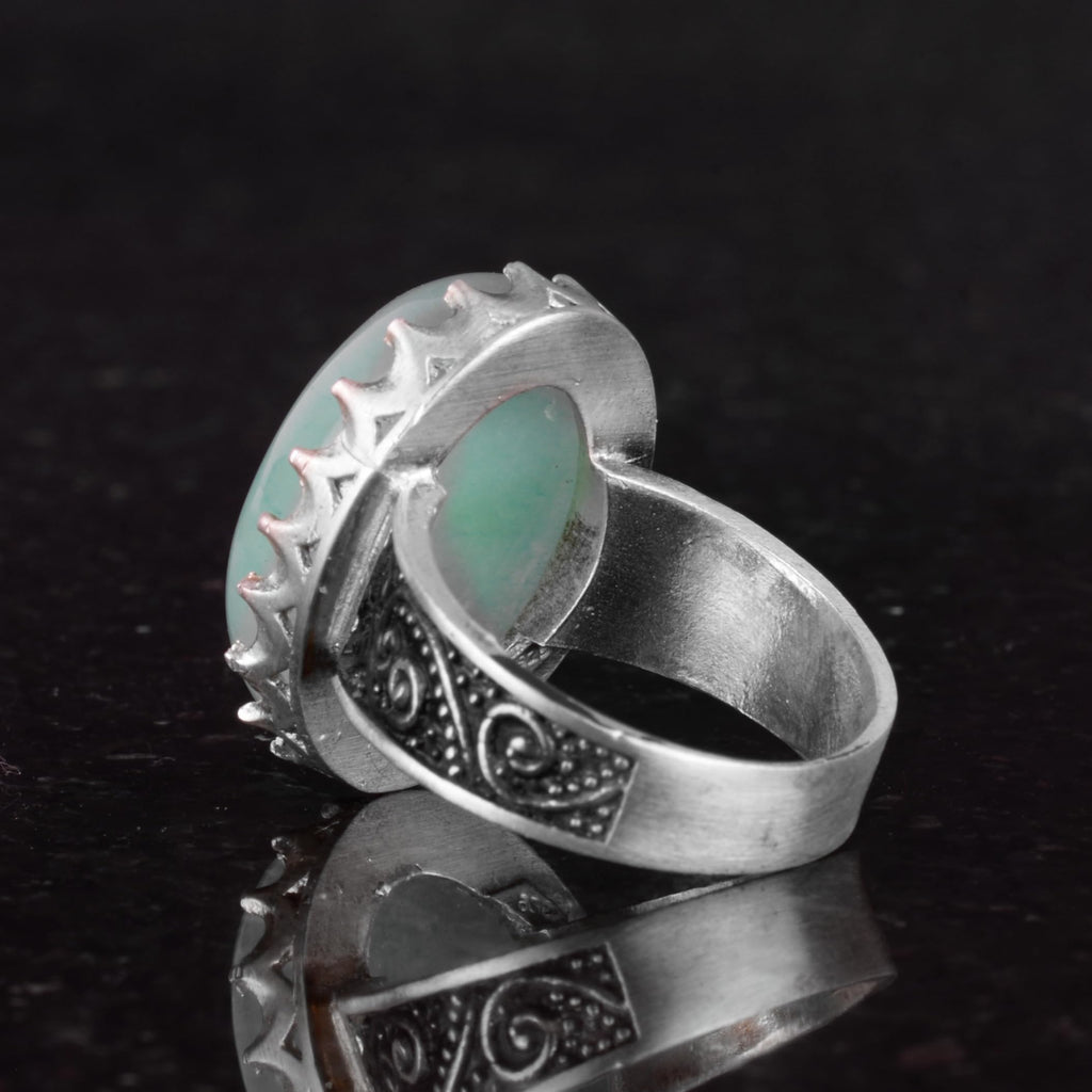 Natural Amazonite Stone Ring - 925 Sterling Silver Handmade Ring — 7