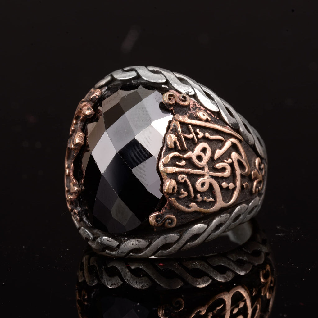 925 Sterling Silver Men's Islamic Ring with Onyx Stone - Muslim Ring — 2