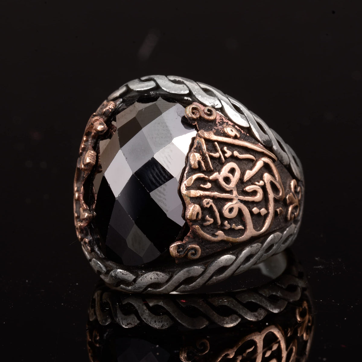 925 Sterling Silver Men's Islamic Ring with Onyx Stone - Muslim Ring — 2